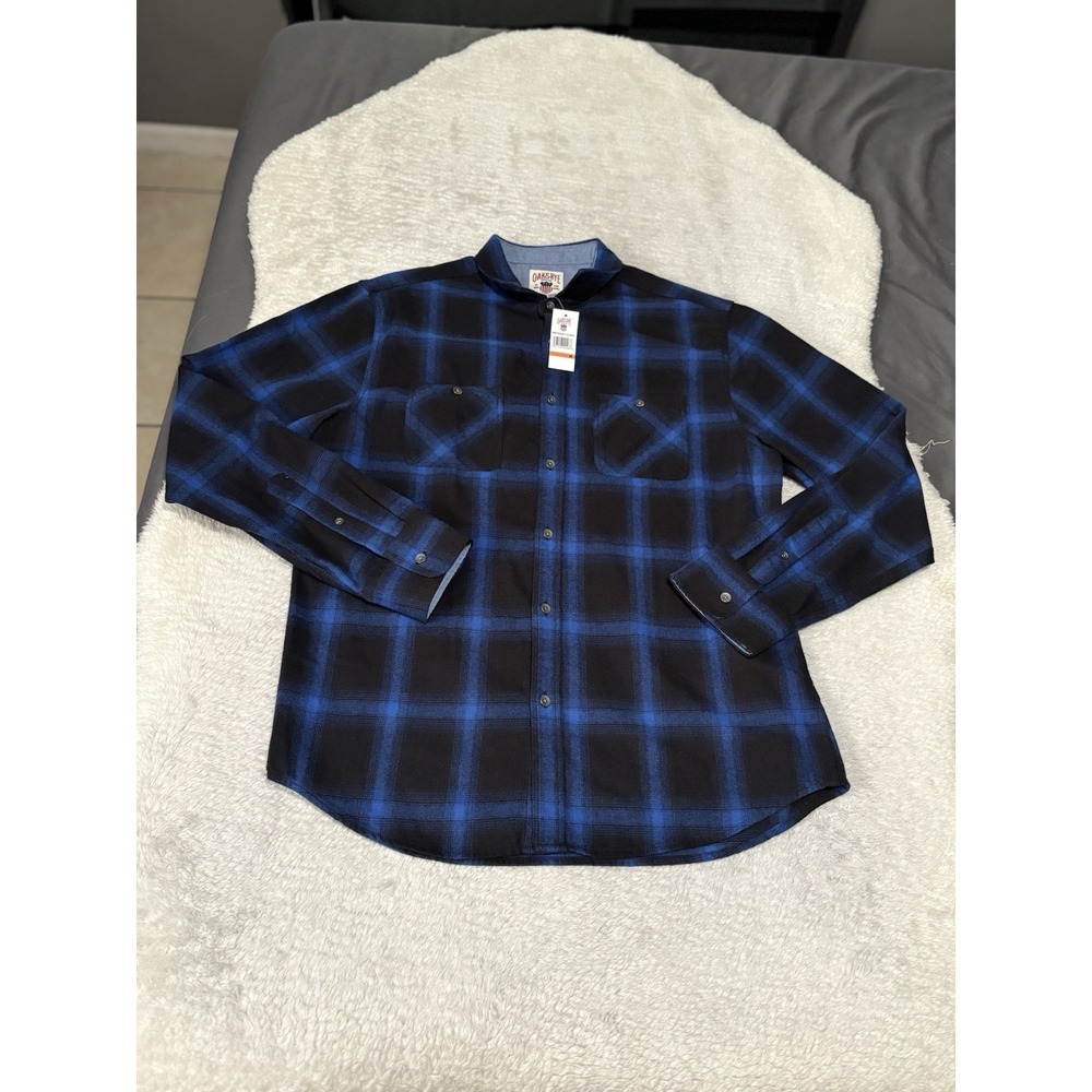 New Oak &‎ Rye Mens Blue Black Plaid Flannel Button Down Shirt Size Medium Top